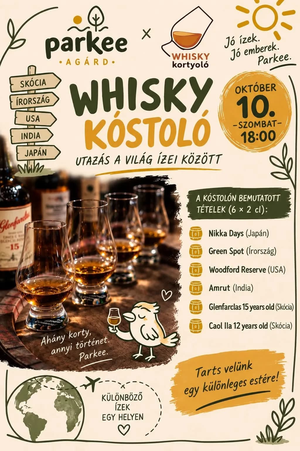Whisky-kóstoló a Parkee-ban – Egy este, hat különleges ízvilág!
