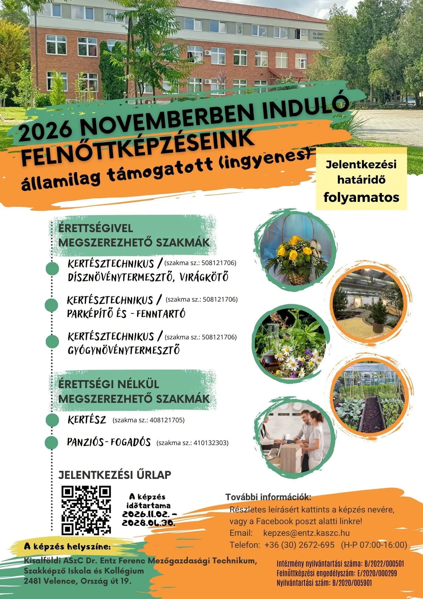 2026 novemberben induló felnőttképzések részletes leírásai