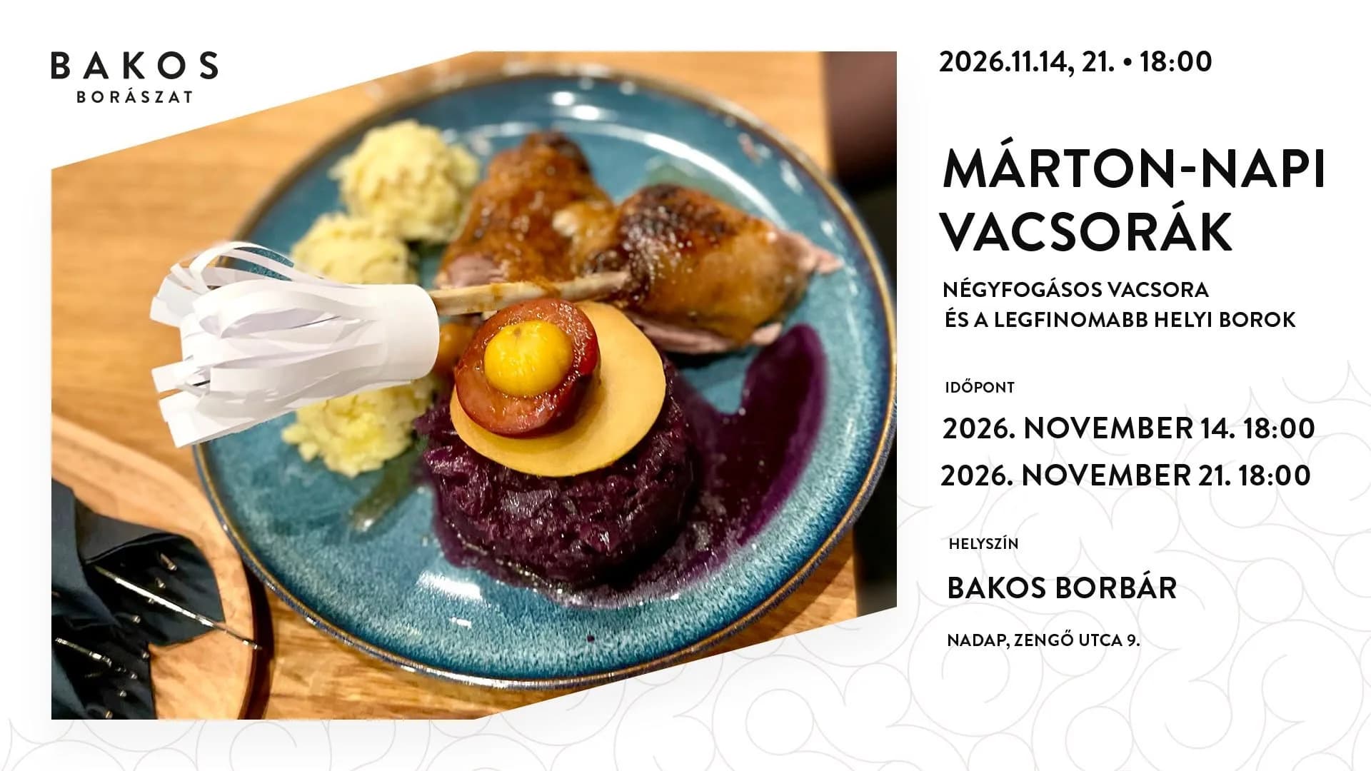Márton-napi vacsora a Bakos Borászatnál