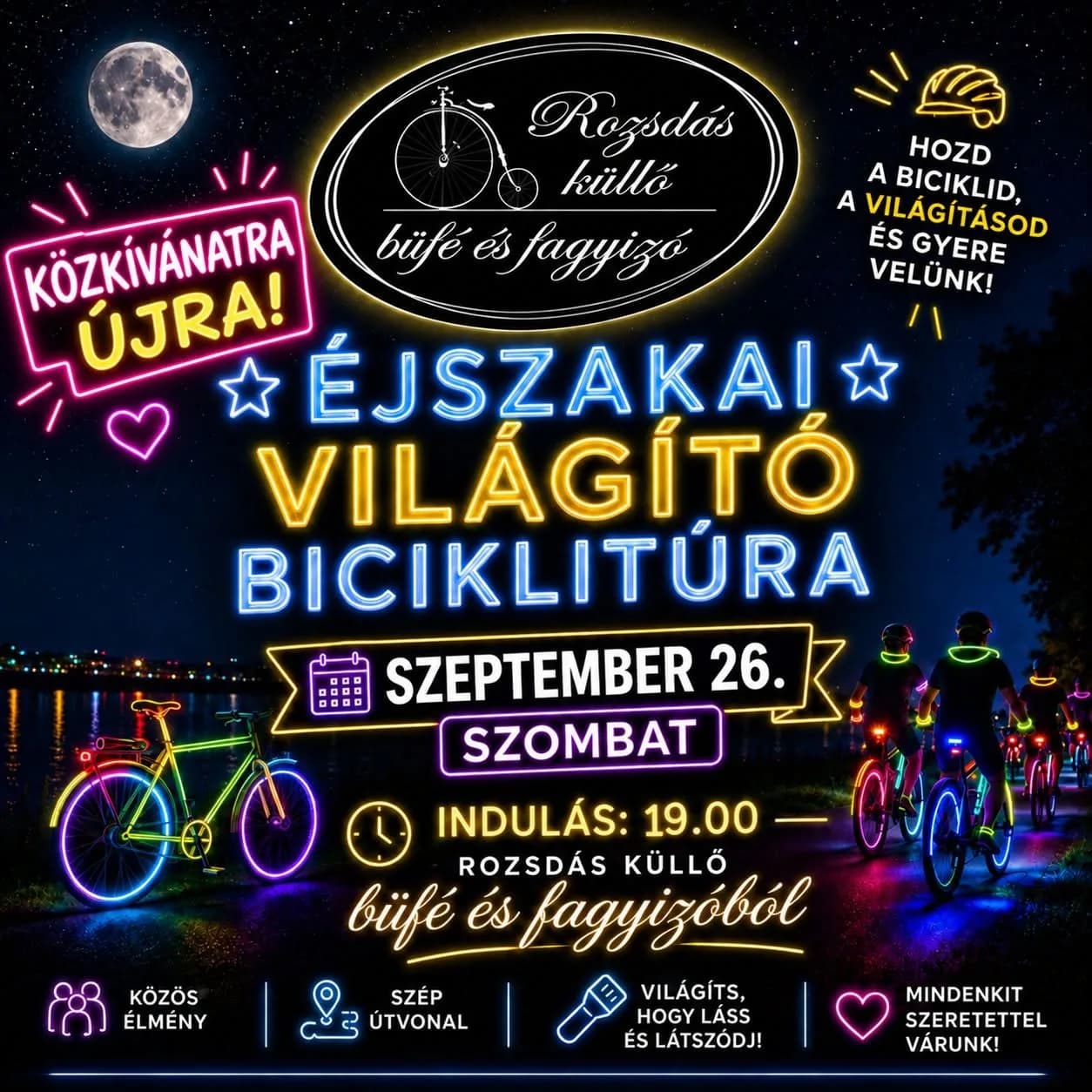 II. Éjszakai világító biciklitúra a Velencei-tó körül