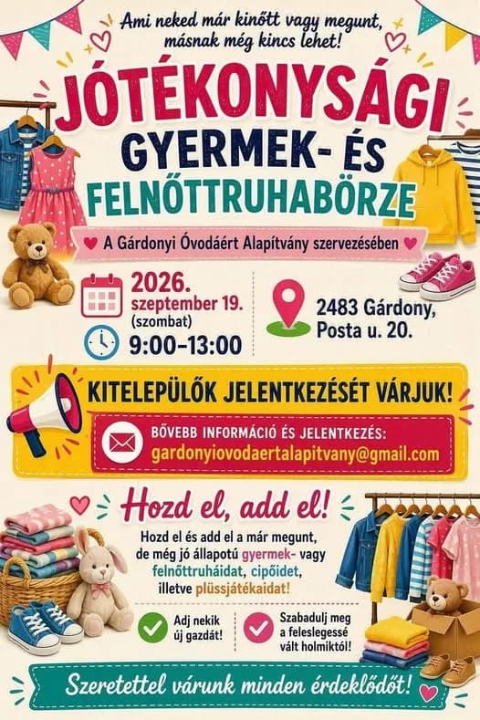 JÓTÉKONYSÁGI GYERMEK- ÉS FELNŐTTRUHABÖRZE