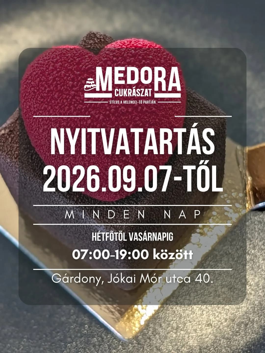 Változott a gárdonyi Medora Cukrászda nyitvatartása