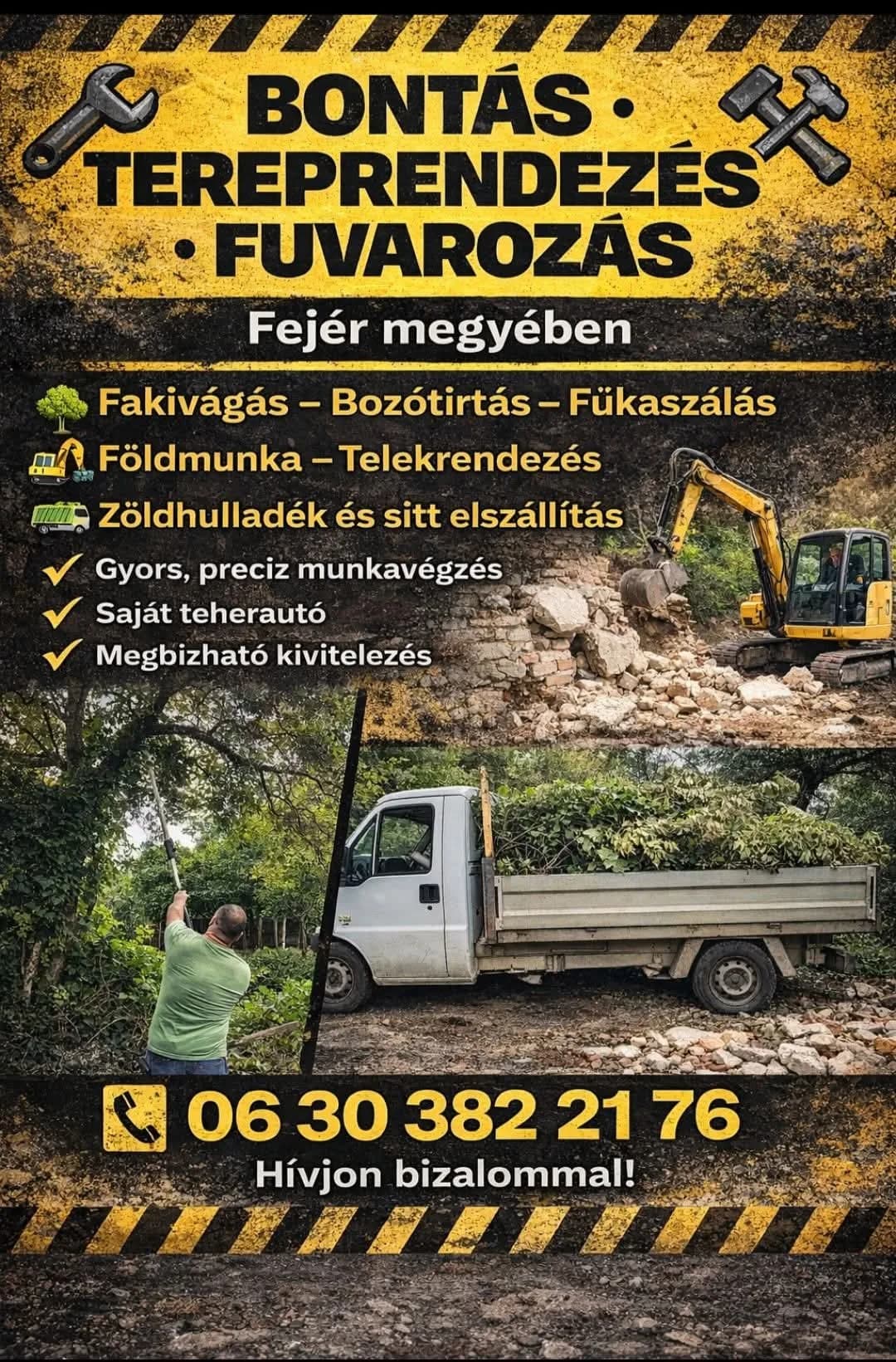 BONTÁS • TEREPRENDEZÉS • FUVAROZÁS – FEJÉR MEGYÉBEN