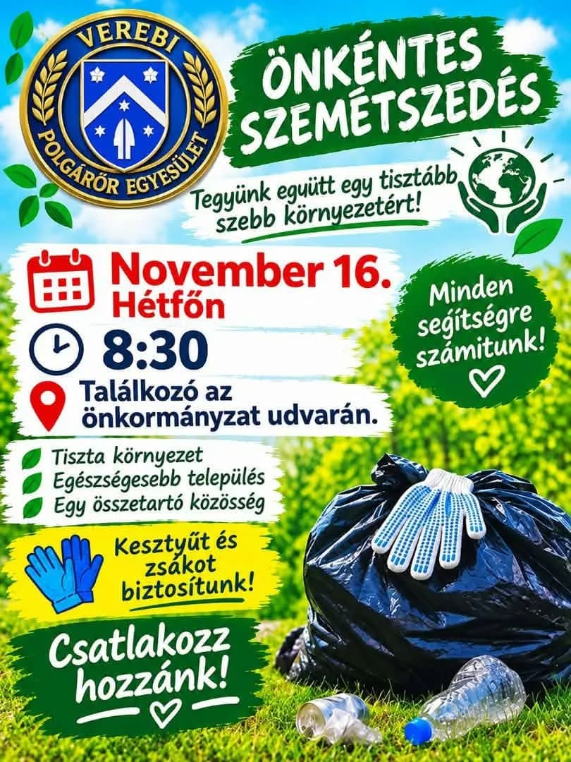 ÖNKÉNTES SZEMETSZEDÉS Vereben